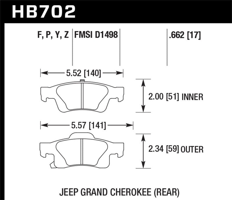Hawk 11-12 Dodge Durango / 11-12 Jeep Grand Cherokee LTS Rear Street Brake Pads-Brake Pads - OE-Hawk Performance