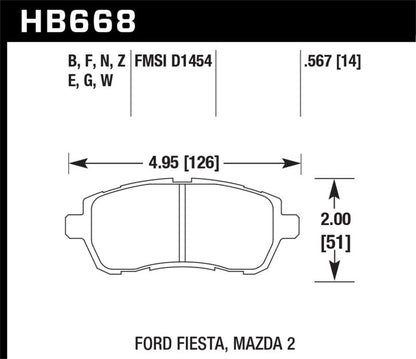 Hawk 11-12 Ford Fiesta S/SE/SEL / 11-12 Mazda 2 Sport/Touring DTC-60 Front Race Brake Pads-Brake Pads - Racing-Hawk Performance