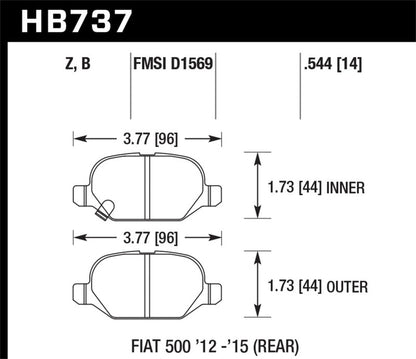 Hawk 12-15 Fiat 500 Abarth Rear HPS 5.0 Brake Pads-Brake Pads - Performance-Hawk Performance