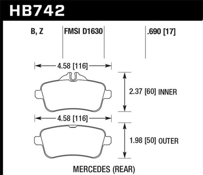 Hawk 12-15 Mercedes-Benz ML350/550 HPS 5.0 Rear Brake Pads-Brake Pads - Performance-Hawk Performance