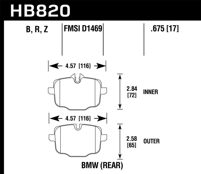 Hawk 12-17 BMW M6 / 14-17 BMW M6 Gran Coupe / 13-16 BMW M5 HPS 5.0 Rear Brake Pads-Brake Pads - Performance-Hawk Performance