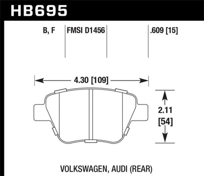 Hawk 12 Audi A3 / 11-12 VW Golf GTI/Jetta S/Jetta SE/Jetta SEL/Jetta TDI HPS Street Rear Brake Pads-Brake Pads - Performance-Hawk Performance