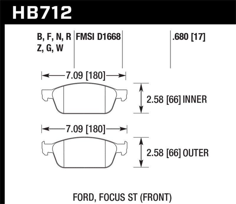 Hawk 13 Ford Focus HPS Front Street Brake Pads-Brake Pads - Performance-Hawk Performance