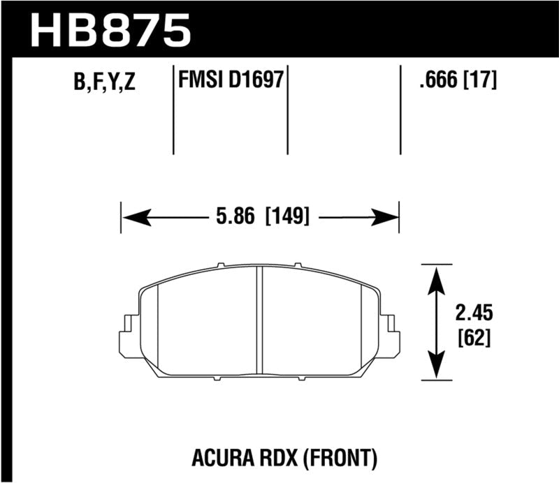 Hawk 14-17 Acura RDX/RLX Performance Ceramic Street Front Brake Pads-Brake Pads - Performance-Hawk Performance