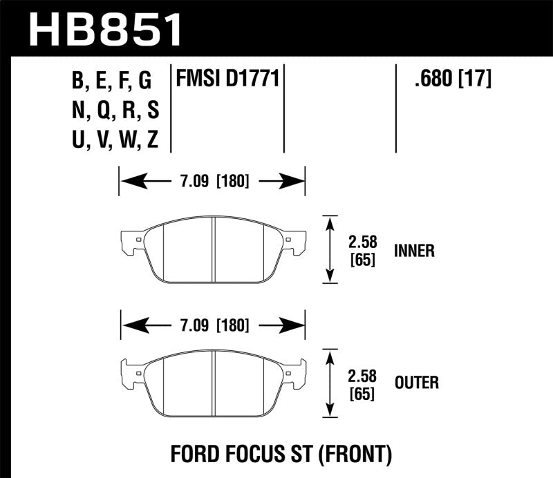 Hawk 15-16 Ford Focus ST HPS Street Front Brake Pads-Brake Pads - Performance-Hawk Performance