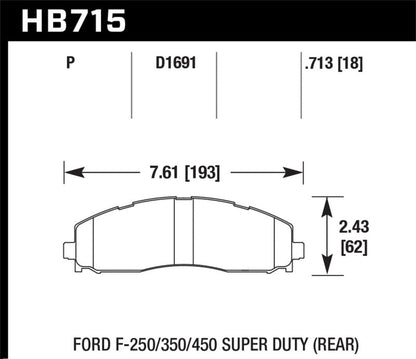 Hawk 15-17 Ford F-250/350 LTS Street Rear Brake Pads-Brake Pads - OE-Hawk Performance