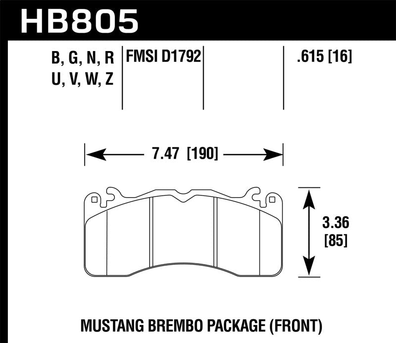 Hawk 15-17 Ford Mustang Brembo Package DTC-70 Front Brake Pads-Brake Pads - Racing-Hawk Performance
