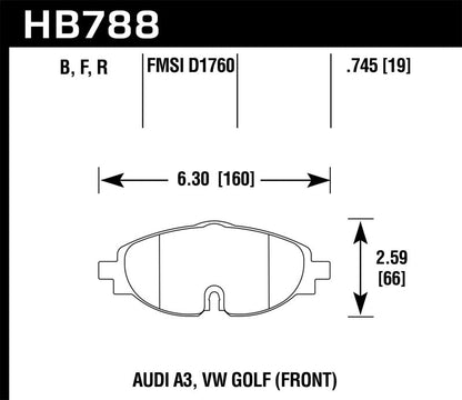Hawk 15-17 VW Golf / Audi A3/A3 Quattro Performance Ceramic Street Front Brake Pads-Brake Pads - Performance-Hawk Performance