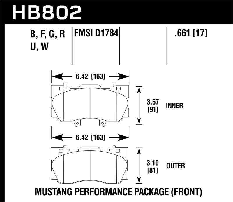 Hawk 16-17 Ford Mustang HP+ Street Front Brake Pads-Brake Pads - Performance-Hawk Performance