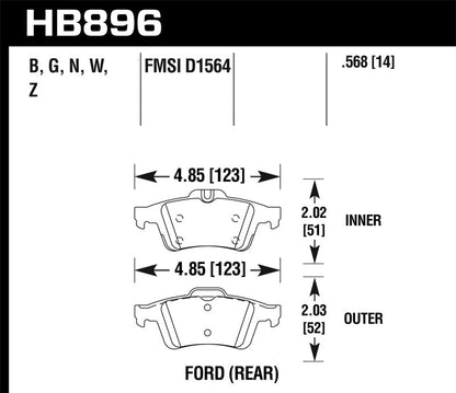 Hawk 16-18 Ford Focus RS HP+ Street Rear Brake Pads-Brake Pads - Performance-Hawk Performance
