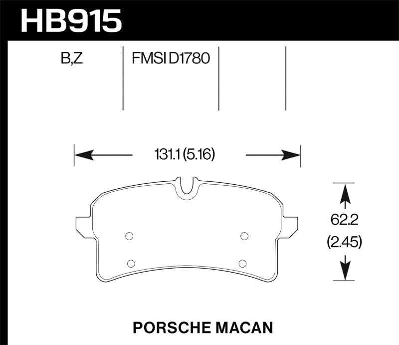 Hawk 16-18 Porsche Macan Performance Ceramic Street Rear Brake Pads-Brake Pads - Performance-Hawk Performance