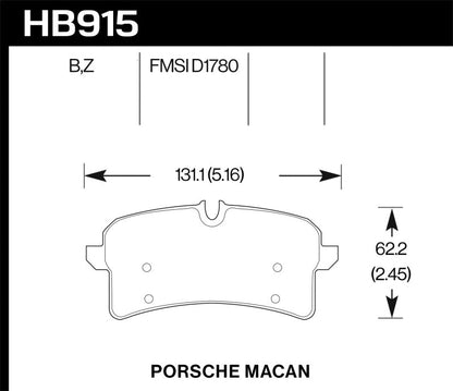 Hawk 16-18 Porsche Macan Performance Ceramic Street Rear Brake Pads-Brake Pads - Performance-Hawk Performance