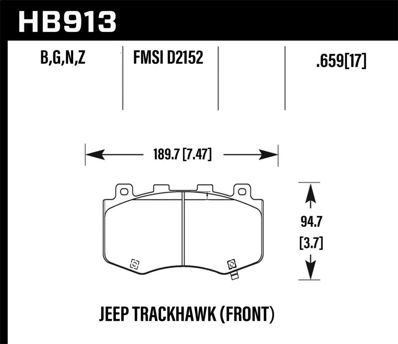 Hawk 18-19 Jeep Grand Cherokee Trackhawk DTC-60 Front Brake Pads-Brake Pads - Racing-Hawk Performance