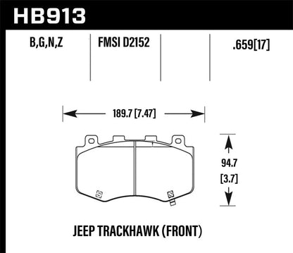 Hawk 18-19 Jeep Grand Cherokee Trackhawk HP+ Front Brake Pads-Brake Pads - Performance-Hawk Performance