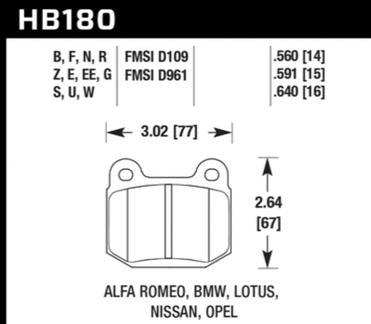 Hawk 1984-1986 Alfa Romeo GTV-6 2.5 HPS 5.0 Front Brake Pads-Brake Pads - Performance-Hawk Performance