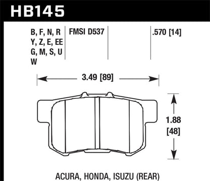 Hawk 1997-1997 Acura CL 2.2 HPS 5.0 Rear Brake Pads-Brake Pads - Performance-Hawk Performance