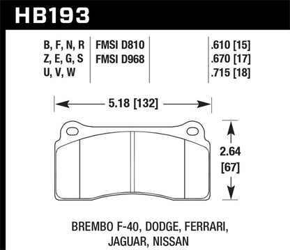 Hawk 2003-2006 Dodge Viper SRT-10 HPS 5.0 Front Brake Pads-Brake Pads - Performance-Hawk Performance