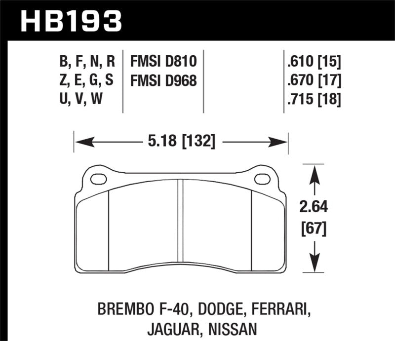 Hawk 2003-2006 Dodge Viper SRT-10 HPS 5.0 Front Brake Pads-Brake Pads - Performance-Hawk Performance