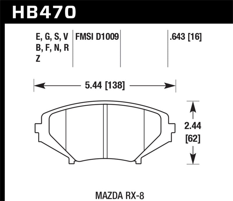 Hawk 2004 - 2011 Mazda RX - 8 Grand Touring HPS 5.0 Front Brake Pads Brake Pads - Performance
