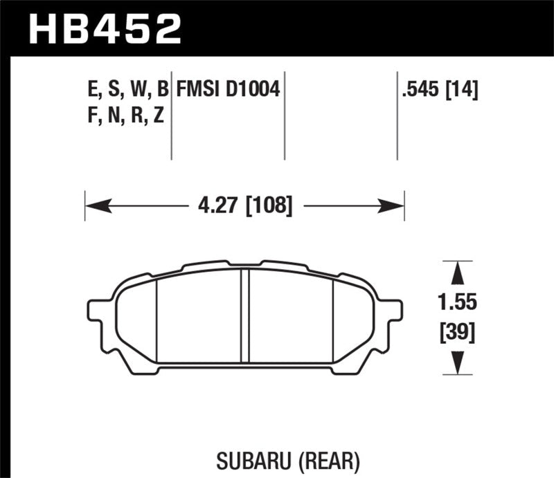 Hawk 2006-2006 Saab 9-2X 2.5i HPS 5.0 Rear Brake Pads-Brake Pads - Performance-Hawk Performance