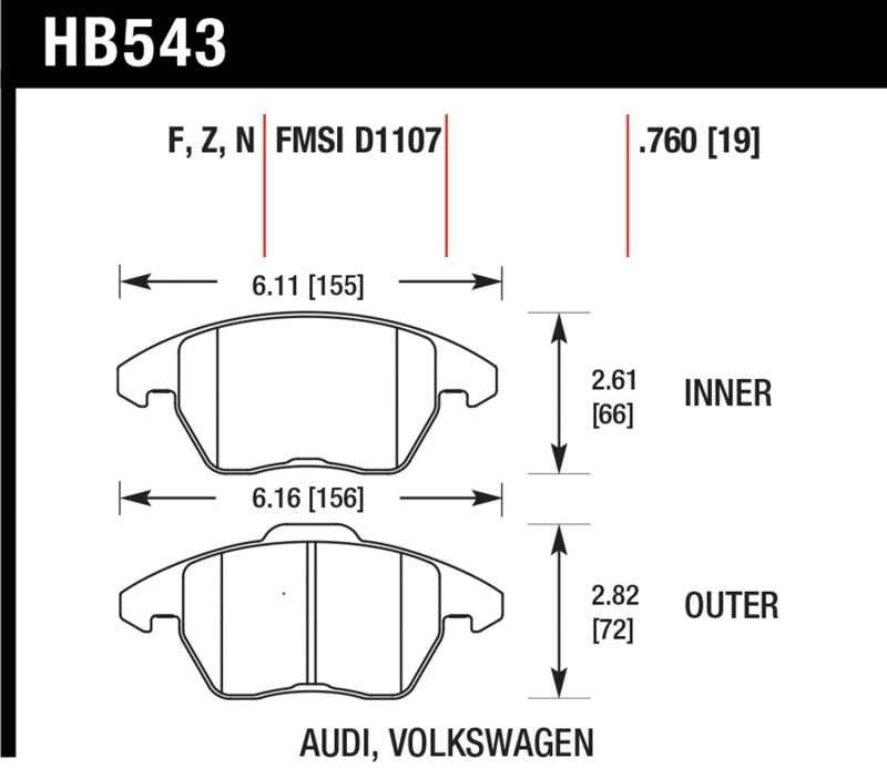 Hawk 2006-2009 Audi A3 TFSIi Quattro 2.0 HPS 5.0 Front Brake Pads-Brake Pads - Performance-Hawk Performance