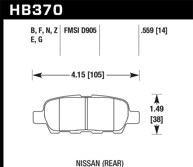Hawk 2010-2013 Infiniti EX35 HPS 5.0 Rear Brake Pads-Brake Pads - Performance-Hawk Performance