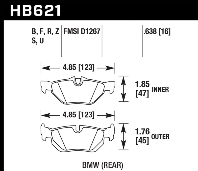 Hawk 2011-2011 BMW 125i HPS 5.0 Rear Brake Pads-Brake Pads - Performance-Hawk Performance