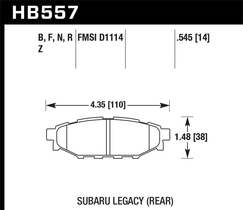 Hawk 2013-2014 Subaru BRZ Ltd (277mm Fr Disc/Solid Rr Disc) High Perf. Street 5.0 Rear Brake Pads-Brake Pads - Performance-Hawk Performance