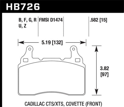 Hawk 2014 Chevrolet Corvette PC Front Brake Pads-Brake Pads - Performance-Hawk Performance