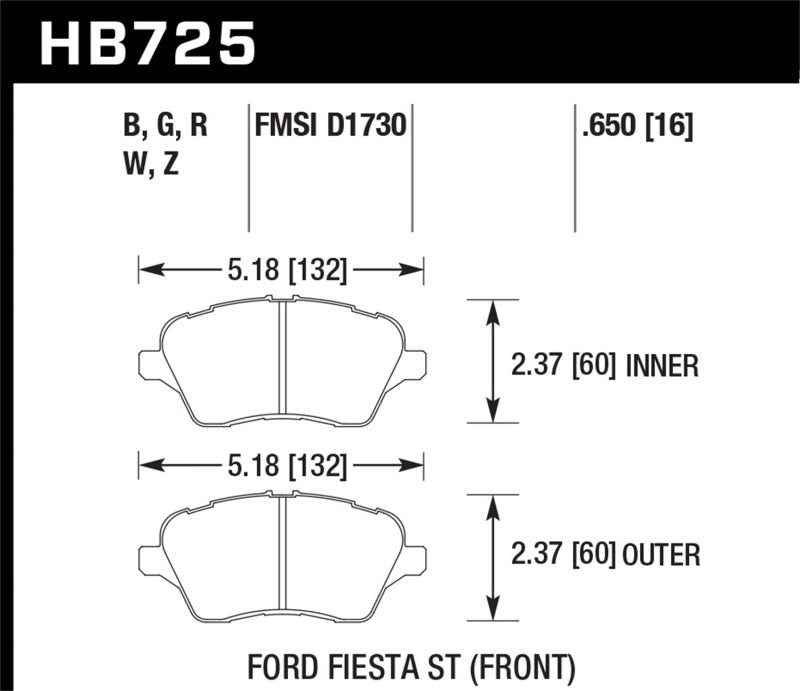 Hawk 2014 Ford Fiesta ST Performance Ceramic Front Brake Pads-Brake Pads - Performance-Hawk Performance
