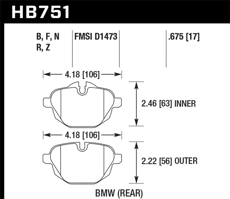 Hawk 2015 BMW 428i Gran Coupe / 11-16 535i / 11-16 X3/X4 HPS 5.0 Rear Brake Pads-Brake Pads - Performance-Hawk Performance