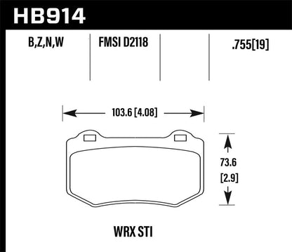 Hawk 2018 Subaru WRX STI Performance Ceramic Street Brake Pads-Brake Pads - Performance-Hawk Performance