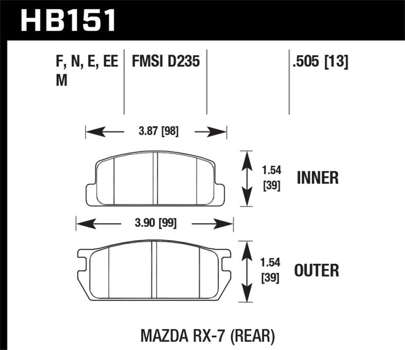 Hawk 81-85 Mazda RX-7 Blue 9012 Rear Race Brake Pads-Brake Pads - Racing-Hawk Performance