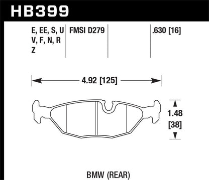 Hawk 84-4/91 BMW 325 (E30) HPS Street Rear Brake Pads-Brake Pads - Performance-Hawk Performance