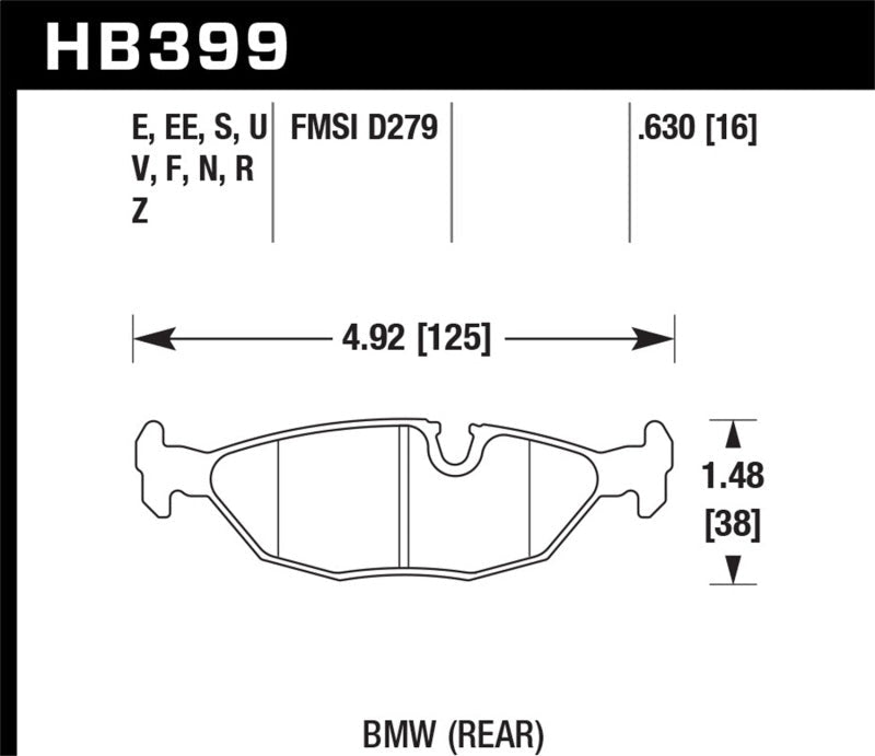 Hawk 84-4/91 BMW 325 (E30) HPS Street Rear Brake Pads-Brake Pads - Performance-Hawk Performance