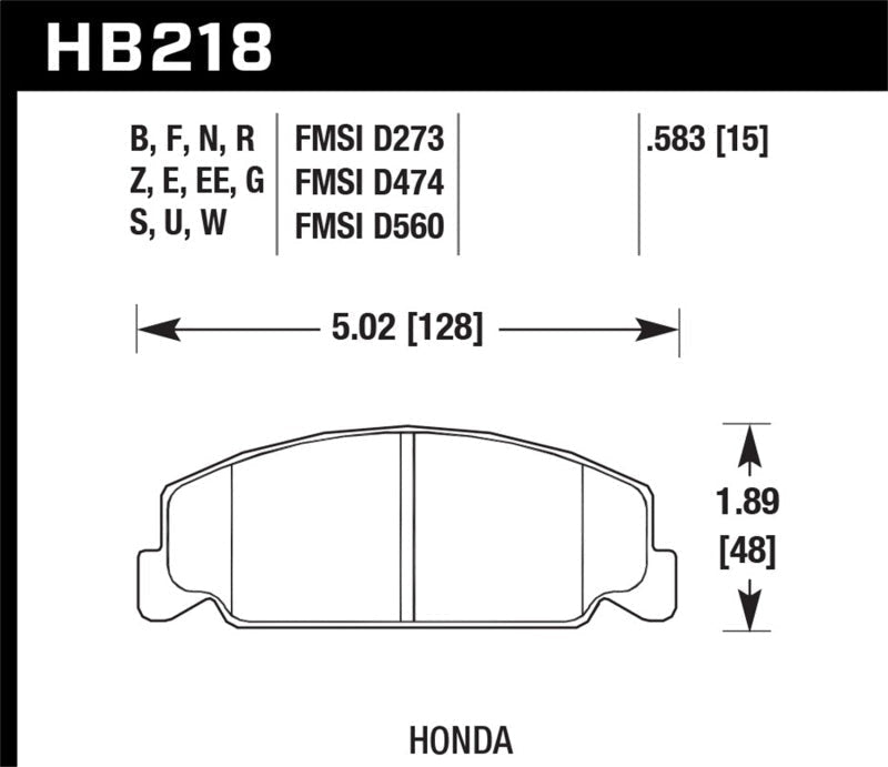 Hawk 84-85 Honda Accord / 88-00 Civic / 88-91 CRX 15mm DTC-60 Front Race Brake Pads-Brake Pads - Racing-Hawk Performance