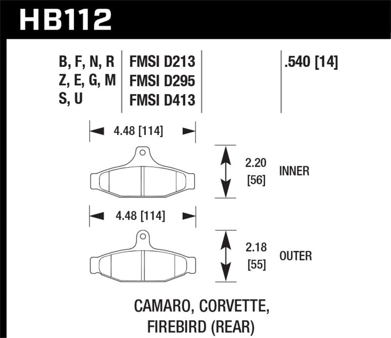 Hawk 84-96 Corvette /88.5-97 Pontiac Firebird HP+ Street Rear Brake Pad-Brake Pads - Performance-Hawk Performance