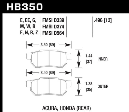Hawk 86-01 Acura Integra LS / 99-00 Civic Coupe Si DTC-30 Race Rear Brake Pads-Brake Pads - Racing-Hawk Performance
