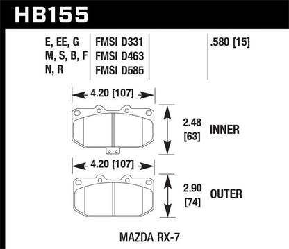 Hawk 86-95 Mazda RX-7 DTC-60 Race Front Brake Pads-Brake Pads - Racing-Hawk Performance
