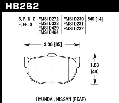 Hawk 89-97 Nissan 240SX SE HP+ Street Rear Brake Pads-Brake Pads - Performance-Hawk Performance