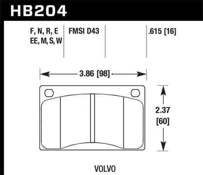 Hawk 90-93 Volvo 240 DTC-30 Front Race Pads-Brake Pads - Racing-Hawk Performance