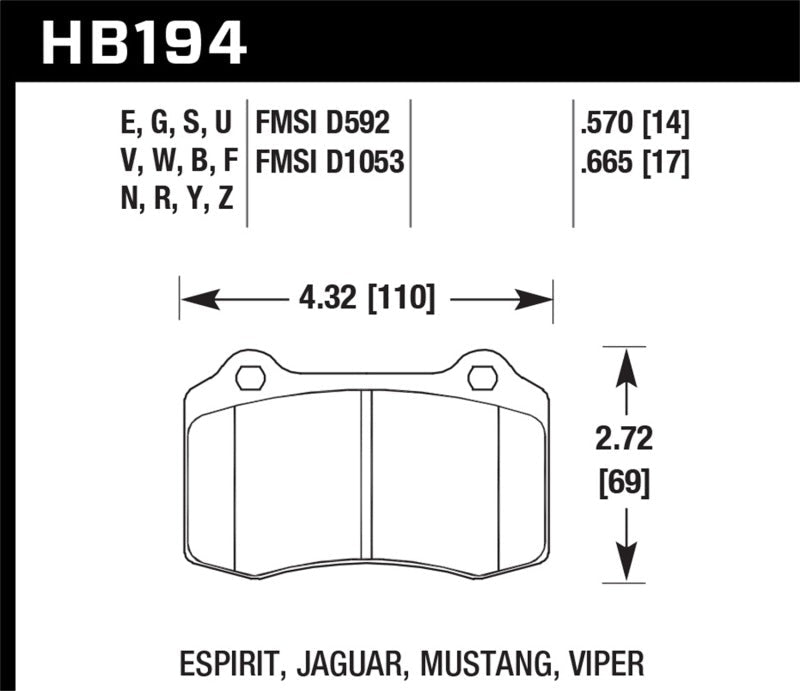Hawk 92-00 Dodge Viper / 00 Mustang Cobra SVT HPS Street Front Brake Pads-Brake Pads - Performance-Hawk Performance