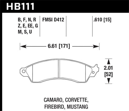 Hawk 94-04 Mustang Cobra / 88-95 Corvette 5.7L / 88-92 Camaro w/ HD Brakes Front Performance Ceramic-Brake Pads - Performance-Hawk Performance