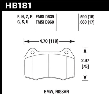 Hawk 94-97 BMW 840CI/850CI HPS Front Street Brake Pads-Brake Pads - Performance-Hawk Performance