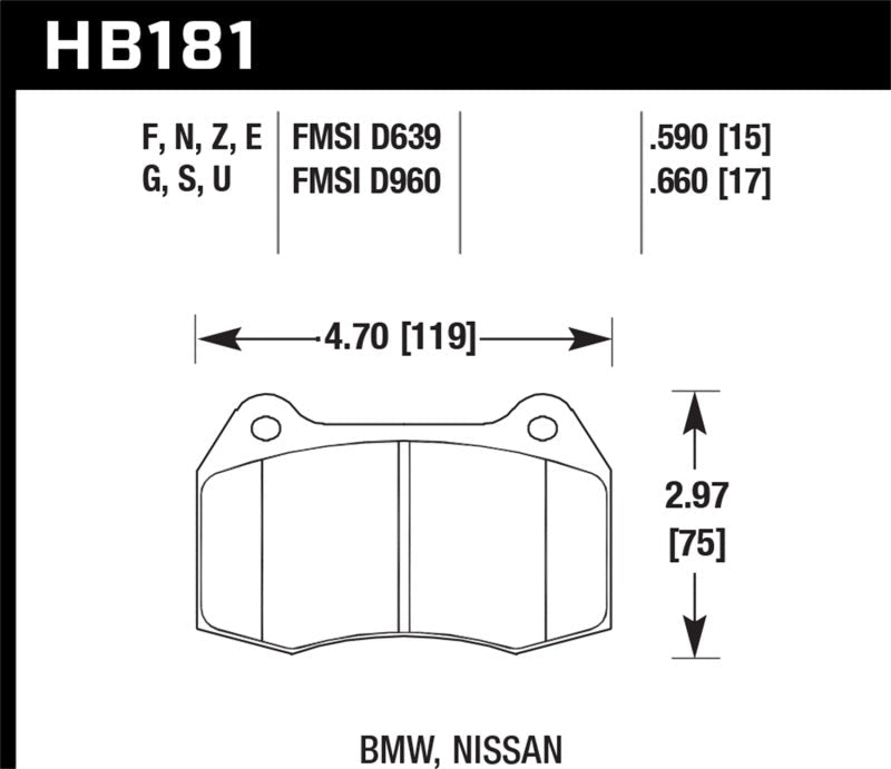 Hawk 94-97 BMW 840CI/850CI HPS Front Street Brake Pads-Brake Pads - Performance-Hawk Performance