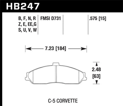 Hawk 97-06 Corvette (incl C5 Z06) Performance Ceramic Street Front Brake Pads-Brake Pads - Performance-Hawk Performance