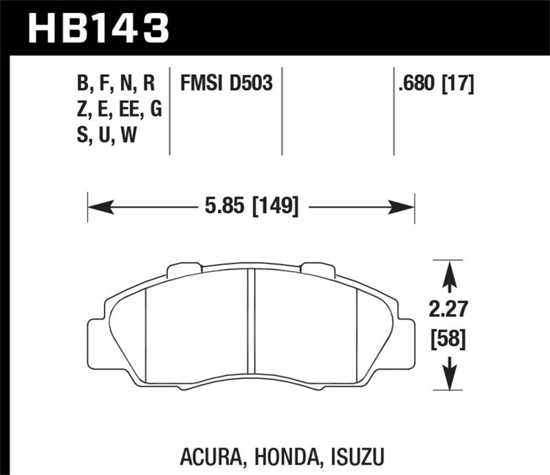 Hawk 97-99 Acura CL/97-01 Integra Type-R / 97-01 Honda CRV/Prelude DTC-60 Race Front Brake Pads-Brake Pads - Racing-Hawk Performance