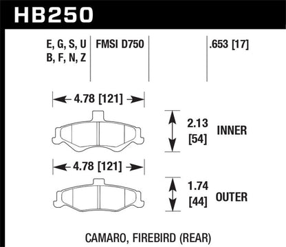 Hawk 98-02 Chevrolet Camaro 5.7L/3.8L / 98-02 Pontiac Firebird 5.7L/3.8L HPS Street Rear Brake Pads-Brake Pads - Performance-Hawk Performance