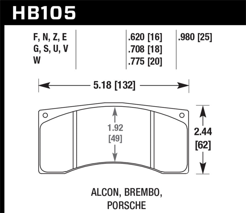 Hawk Alcon B/MB4/ Brembo XA2.E5.01/04 / XA5.90.01/04 / XA6.H7.11/14 DTC - 70 Race Brake Pads Brake Pads - Racing