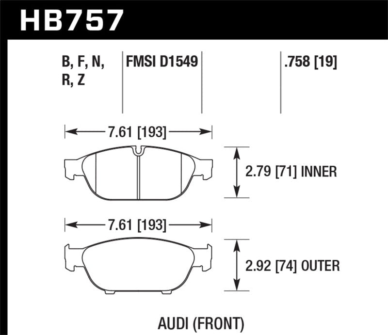 Hawk Audi 2013 A5 Quattro / 12-16 A6 Quattro/A7 Quattro/A8 Quattro HPS 5.0 Front Brake Pads-Brake Pads - Performance-Hawk Performance